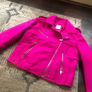 Bright pink moto jacket, size S